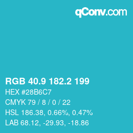 Color code: RGB 40.9 182.2 199 | qconv.com