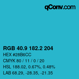Color code: RGB 40.9 182.2 204 | qconv.com
