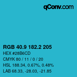 カラーコード: RGB 40.9 182.2 205 | qconv.com
