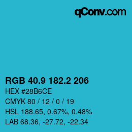カラーコード: RGB 40.9 182.2 206 | qconv.com