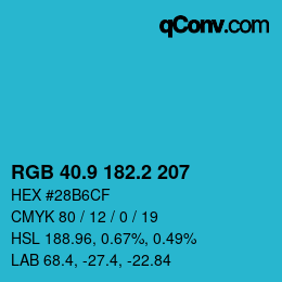 カラーコード: RGB 40.9 182.2 207 | qconv.com