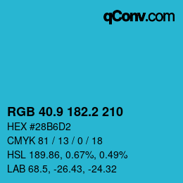 カラーコード: RGB 40.9 182.2 210 | qconv.com