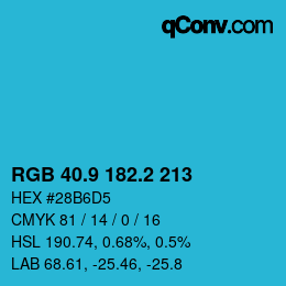 Color code: RGB 40.9 182.2 213 | qconv.com