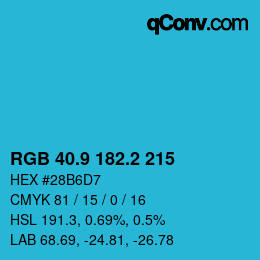 カラーコード: RGB 40.9 182.2 215 | qconv.com
