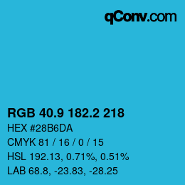 Color code: RGB 40.9 182.2 218 | qconv.com