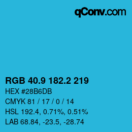 Color code: RGB 40.9 182.2 219 | qconv.com