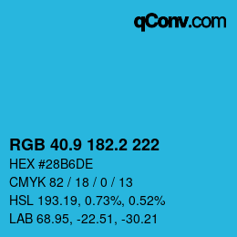 Color code: RGB 40.9 182.2 222 | qconv.com