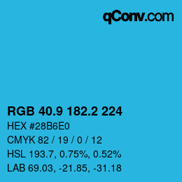 Color code: RGB 40.9 182.2 224 | qconv.com