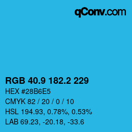 カラーコード: RGB 40.9 182.2 229 | qconv.com