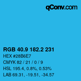 カラーコード: RGB 40.9 182.2 231 | qconv.com