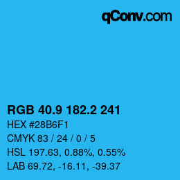 Color code: RGB 40.9 182.2 241 | qconv.com