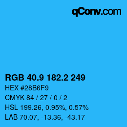 カラーコード: RGB 40.9 182.2 249 | qconv.com