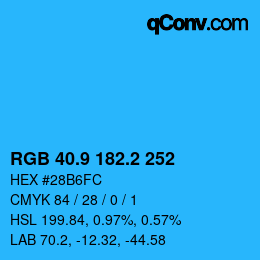 カラーコード: RGB 40.9 182.2 252 | qconv.com