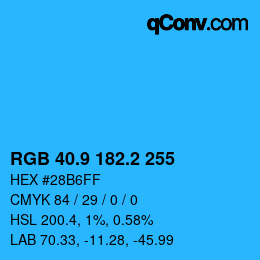 Color code: RGB 40.9 182.2 255 | qconv.com