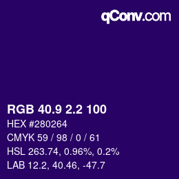 カラーコード: RGB 40.9 2.2 100 | qconv.com
