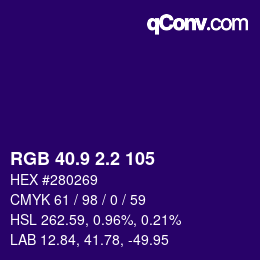 カラーコード: RGB 40.9 2.2 105 | qconv.com