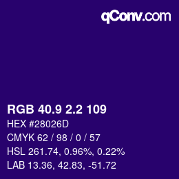 カラーコード: RGB 40.9 2.2 109 | qconv.com