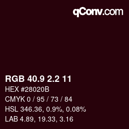 カラーコード: RGB 40.9 2.2 11 | qconv.com