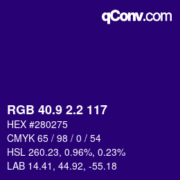 カラーコード: RGB 40.9 2.2 117 | qconv.com