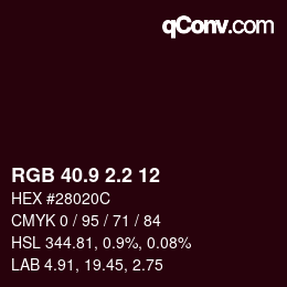 カラーコード: RGB 40.9 2.2 12 | qconv.com