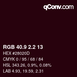 カラーコード: RGB 40.9 2.2 13 | qconv.com