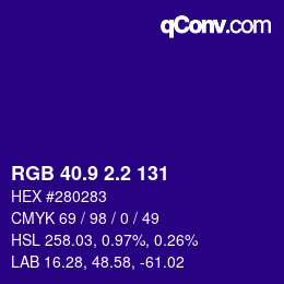 カラーコード: RGB 40.9 2.2 131 | qconv.com