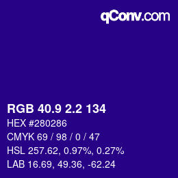 カラーコード: RGB 40.9 2.2 134 | qconv.com