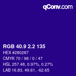 カラーコード: RGB 40.9 2.2 135 | qconv.com
