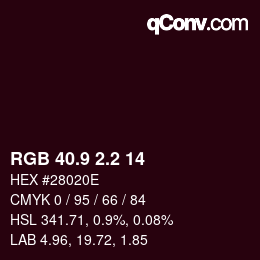 カラーコード: RGB 40.9 2.2 14 | qconv.com