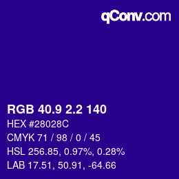 カラーコード: RGB 40.9 2.2 140 | qconv.com