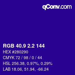 カラーコード: RGB 40.9 2.2 144 | qconv.com