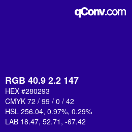 カラーコード: RGB 40.9 2.2 147 | qconv.com