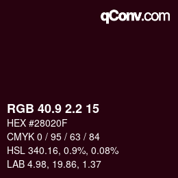 Color code: RGB 40.9 2.2 15 | qconv.com