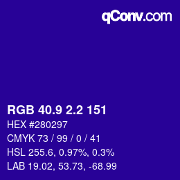カラーコード: RGB 40.9 2.2 151 | qconv.com