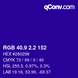 カラーコード: RGB 40.9 2.2 152 | qconv.com