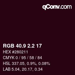 カラーコード: RGB 40.9 2.2 17 | qconv.com