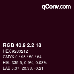 カラーコード: RGB 40.9 2.2 18 | qconv.com