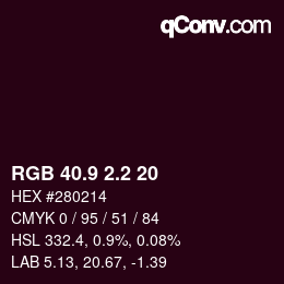 カラーコード: RGB 40.9 2.2 20 | qconv.com