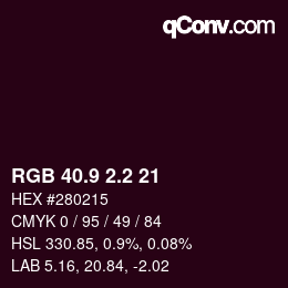 カラーコード: RGB 40.9 2.2 21 | qconv.com