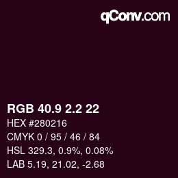 Color code: RGB 40.9 2.2 22 | qconv.com