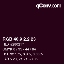 カラーコード: RGB 40.9 2.2 23 | qconv.com