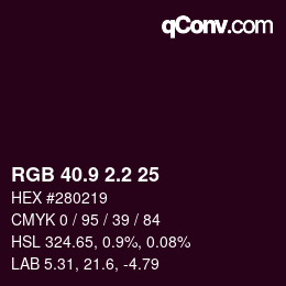 Color code: RGB 40.9 2.2 25 | qconv.com