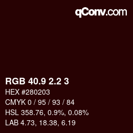 カラーコード: RGB 40.9 2.2 3 | qconv.com