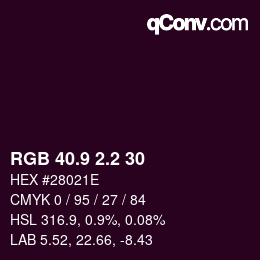 カラーコード: RGB 40.9 2.2 30 | qconv.com