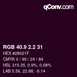 カラーコード: RGB 40.9 2.2 31 | qconv.com
