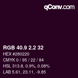 Color code: RGB 40.9 2.2 32 | qconv.com