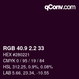 カラーコード: RGB 40.9 2.2 33 | qconv.com