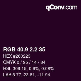 カラーコード: RGB 40.9 2.2 35 | qconv.com