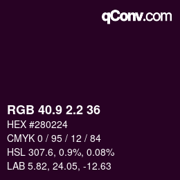 カラーコード: RGB 40.9 2.2 36 | qconv.com