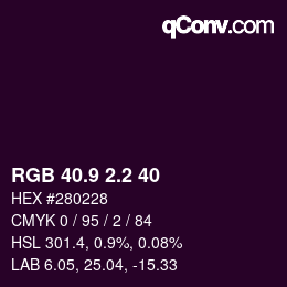 カラーコード: RGB 40.9 2.2 40 | qconv.com